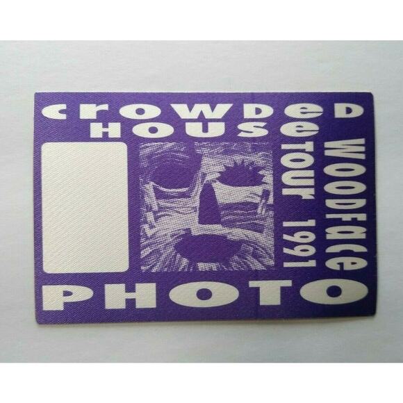 Crowded House Woodface Backstage Pass Original 1991 Split Enz New Wave Purple - Picture 1 of 4